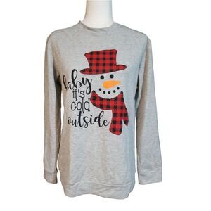 "Baby it's Cold Outside" Graphic Gray Sweatshirt Medium